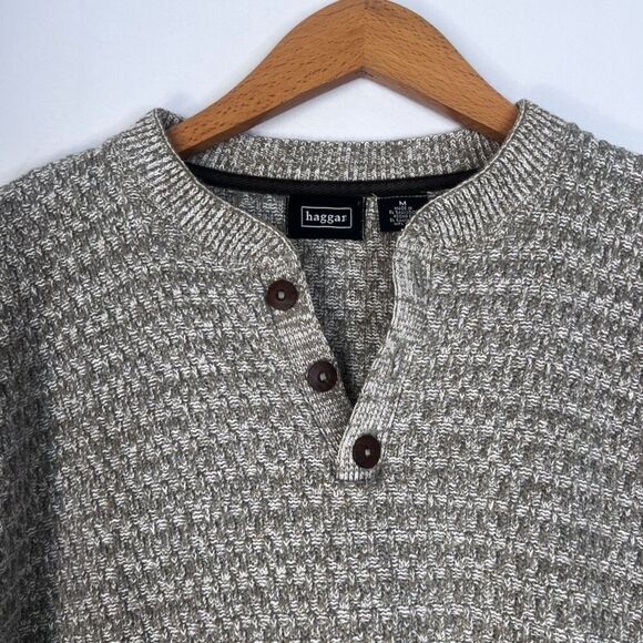 Haggar Fisherman Knit Button Neckline Pullover Sweater Size Medium - Picture 4 of 8